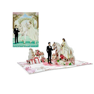 Carte pop-up tendance pour couple de mariés, carte de vœux de mariage romantique 3D, carte pop-up 3D personnalisée, artisanat en papier fait main - Product Image 4
