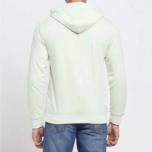 Sudadera con Capucha para Hombre, Color Verde Claro, Corte Regular, Color Sólido, Informal, Tejida, Manga Larga, con Bolsillos, para Otoño - Product Image 2