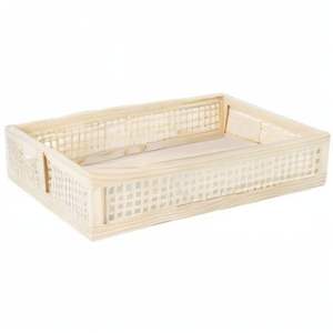 Bandeja de tocador de bambú tejido, organizador de baño de madera, cesta de diseño moderno para montar en la pared o de pie, con 4-7 compartimentos para - Product Image 6