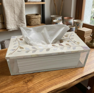 Caja de pañuelos rectangular superventas, soporte para caja de pañuelos de nácar, diseños OEM personalizados hechos a mano en la India al mejor precio - Product Image 1