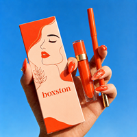 Kit de lèvres personnalisé en gros avec emballage en boîte cartonnée – Ensemble 2-en-1 Rouge à lèvres liquide, brillant à lèvres et crayon à lèvres – Marque privée OEM ODM – Boîte en papier