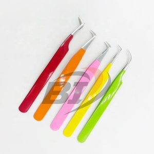 Pinzas de extensión de pestañas de acero inoxidable recubiertas de Color personalizado de alta calidad Diseño de Punta puntiaguda probado a mano Pinzas al por mayor - Product Image 3