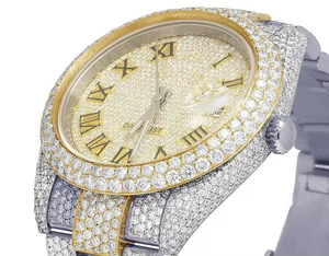 Vendeur chaud VVS Moissanite diamant cadran romain deux tons automatique Hip Hop montre glacé luxe personnalisé hommes mode de l'inde - Product Image 6