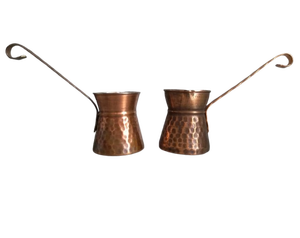 Hermosa cafetera turca, griega y árabe de latón martillado color cobre, para hornilla, Cezve Ibrik Briki, con mango de madera - Product Image 5