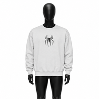 Sweat-shirt à col rond en molleton de coton personnalisé avec imprimé graphique d'araignée, unisexe, streetwear, coupe ample, pour hommes et femmes, vente en gros