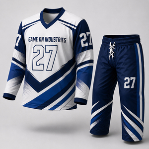 Best Supplier New Arrival Easy To Wear Comfortable Trendy Product Blue White Color Sublimated Customized Made Ice Hockey Uniform - Product Image 1
