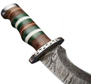 Herramienta artesanal de perfil curvado de acero estampado, con mango de madera y micarta verde, pieza ejecutiva de exhibición - Product Image 5