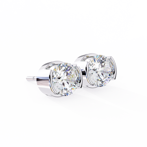 Pendientes de Lujo con Diamantes Cultivados en Laboratorio, Corte Redondo, Media Montura, E VS 1ct Cada Uno, Oro de 14K, Certificados IGI, para Regalo, Fiesta y Aniversario - Product Image 6