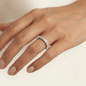 IGI Certified VS1 Lab Grown 925 Silver Classic Wedding Band & Anniversary Eternity <b>Ring</b> for Women - Product Image 4
