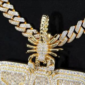 Colgante grueso con incrustaciones de circonitas, de plata 925, estilo Hip Hop, bicolor, de lujo, con inicial de letra y nombre, joyería para hombre. - Product Image 3