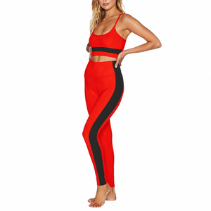Conjunto de Yoga de 2 Piezas sin Costuras para Mujer, Leggings de Cintura Alta, Tirantes Finos, Transpirable, Elástico, Ropa Deportiva para Gimnasio, Spandex/Nailon - Product Image 1
