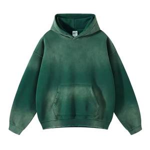 2026 Winter Casual Streetwear Pullover Hoodie 100% Cotton Fleece Waterproof Solid Acid Wash Vintage Custom Logo Front Pocket OEM - Product Image 5