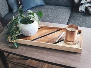 Wood Serving <b>Tray</b> / decorative coffee <b>table</b> <b>tray</b>, modern geometric wooden <b>tray</b>, breakfast in <b>bed</b> - Product Image 4
