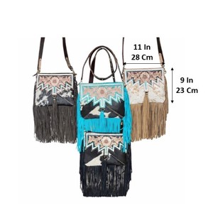 Western March Expo 2026 Hand Tooled Genuine Cowhide Leather Crossbody Fringe <b>Bag</b> Shoulder Designer Trendy Purse for Women - Product Image 2