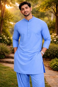 Elegante Shalwar Kameez Tradicional Indio de Algodón de Alta Calidad para Hombre |   Ropa para Fiestas y Eventos de Boda Sin Arrugas - Product Image 2