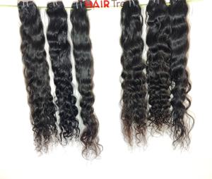 Extensions de cheveux humains indiens de qualité supérieure, couleur noire, cuticules alignées, ondulées, brutes, vente en gros, vierges, double trame, naturelles - Product Image 1