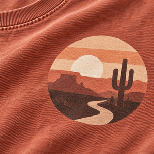 Men's for <b>Orange</b> Short Sleeve <b>T</b>-<b>Shirt</b> Desert Print Regular Fit Cotton Casual O-Neck Front Breathable Anti-Pilling Jersey - Product Image 4