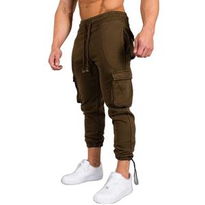 Pantalones de chándal informales de verano para hombre, ropa deportiva de lana para gimnasio, pantalones de chándal rasgados, cintura elástica, entrenamiento de carga con múltiples bolsillos - Product Image 2