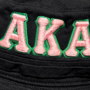 AKA <b>Black</b> <b>Boonie</b> <b>Hat</b> Pink Embroidered Letter Wide Brim Outdoor Adjustable Cotton Headwear Casual Fashion Sun Protection <b>Hat</b> - Product Image 6