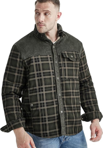 Camisa de Franela a Cuadros para Hombre, Forrada de Sherpa, con Botones, Manga Larga, Cálida para Invierno, Estilo Casual para Exteriores - Product Image 5