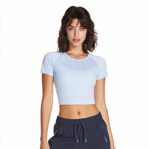 Camisetas de Yoga para Mujer, Tejidas, Transpirables, de Secado Rápido, Ligeras, de Manga Corta, Cómodas, para Fitness - Product Image 6