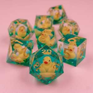 Handmade Resin Duck DnD <b>Dice</b> <b>Set</b> – Sharp Edge Polyhedral RPG <b>Dice</b> Gift - Product Image 4