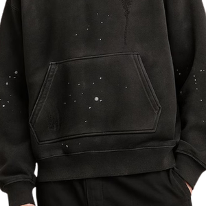 เสื้อฮู้ดดี้ผู้ชายแบบสั่งทำพิเศษ ลุคทำสีซีดแบบ Stone Washed เสื้อฮู้ดดี้ผู้ชายผ้าฝ้ายคุณภาพสูง เสื้อฮู้ดดี้สไตล์ Distressed - Product Image 6