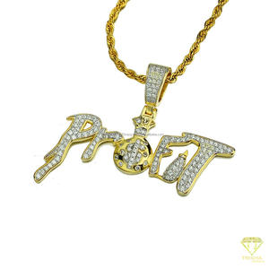 Luxury " PROFIT " <b>Name</b> Pendant Lab Grown Diamond Hip Hop <b>Chain</b> Custom Letter Necklace Bling Jewelry For Men - Product Image 4
