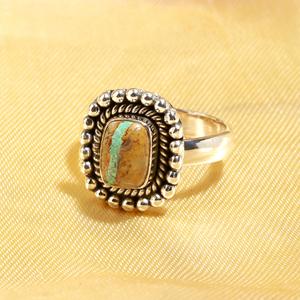<b>Cushion</b> Cut Turquoise Gemstone Ring In 925 Silver Artisan Handmade Jewelry Beautiful <b>Statement</b> Ring Birthday Gift For Her - Product Image 2