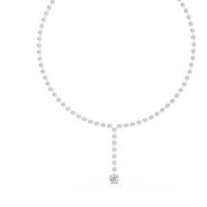 Diamond Lariat Tennis Necklace Y-Shaped Drop Chain 18K Gold Plated Radiant Cut IGI Certified Rhodium Plated Women's <b>Choker</b> - Product Image 3