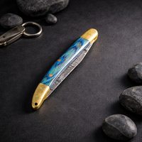 Couteau pliant artisanal porte-clés, mini couteau de poche, lame en acier Damas, idéal pour un cadeau, prix de gros