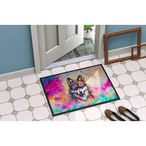 Nuevo felpudo Hippie Animal Wolf, antideslizante, lavable, de pila baja, 18H X 27W, alfombrilla de entrada para interiores y exteriores para puerta Delantera - Product Image 4