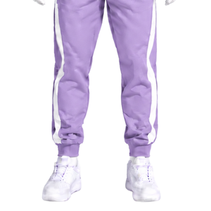 Ensemble de survêtement unisexe en molleton lilas avec sweat-shirt à col rond et pantalon de jogging à rayures contrastées pour le sport, l'entraînement, les loisirs et l'athlétisme - Product Image 6