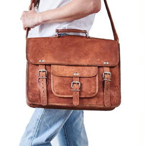 Sac à main en cuir vintage unisexe classique avec fermeture à glissière, grande capacité pour le travail, l'école, les voyages et l'usage quotidien - Product Image 1