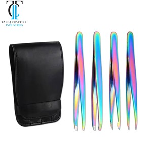 Juego de Pinzas de Precisión para Cejas, Pinzas de Acero Inoxidable con Punta Inclinada y Punta Puntiaguda para Dar Forma a las Cejas, Depilación Facial y Maquillaje - Product Image 1