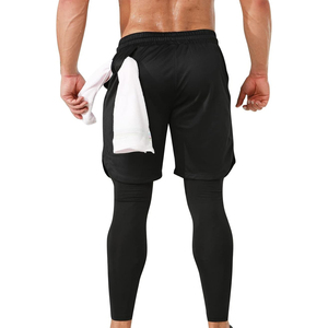 Shorts Awrah 2026 pour hommes, couleur unie, séchage rapide, avec cordon de serrage, taille mi-haute, poches sportives, en Spandex et Polyester tricoté - Product Image 2