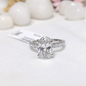 Anillo de Compromiso con Diamante Cultivado en Laboratorio de Corte Ovalado de 4.20 Ct, Oro Blanco Sólido de 14K, Joyería Clásica Única, Anillo de Boda para Mujer - Product Image 1