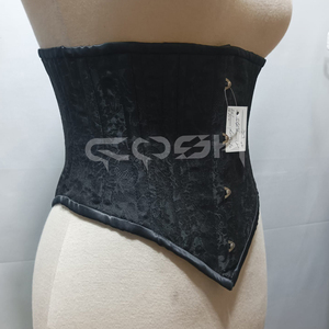 Corset sous-poitrine sur mesure OEM pour femme avec baleines en acier – Corsets de maintien de taille en brocart noir de haute qualité, grandes tailles - Product Image 3