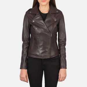 Veste de moto en cuir d'agneau véritable pour femme, marron, fermeture éclair, coupe-vent, respirante, pour le printemps, l'hiver, l'automne, prix avantageux, qualité supérieure - Product Image 1