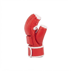 Gants de MMA en cuir rouge, à lacets, respirants, anti-humidité, demi-doigts, à fermeture auto-agrippante, légers, personnalisables, pour la boxe et les arts martiaux - Product Image 3