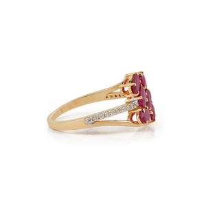 Anillo de Oro Amarillo K14 Sólido con Rubí y Diamantes 100% Naturales, Hecho a Mano, de Lujo y Tendencia, para Mujer, Diseño de Joyería de Última Moda - Product Image 5