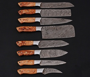 Custom 8PCS Hand Forged Damascus Kitchen <b>Knife</b> Set Chef Nakiri Cleaver Santoku <b>Bread</b> Utility Paring <b>Knives</b> Olive Wood Handle OEM - Product Image 2