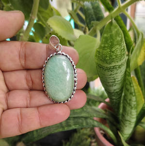 Nueva llegada joyería de moda colgante collar natural amazonita piedra preciosa tallada amor placa bola al por mayor regalo adornos a granel - Product Image 4