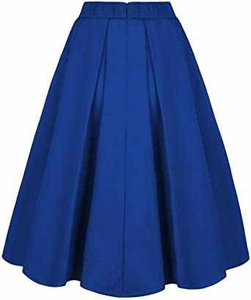 Falda Midi Plisada Azul Rey para Mujer, Corte en A, Cintura Regular, Color Sólido, Cómoda para Usar en Todas las Estaciones - Product Image 3