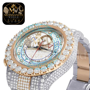 Montre unisexe de luxe à quartz analogique, cadran en cristal saphir avec lunette carrée sertie de diamants, bracelet en acier inoxydable 41 mm, chronographe, étanche 10 bars - Product Image 5