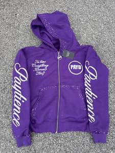 Sweat-shirt à capuche en polaire Rexfit Sports violet avec détails en strass, impression personnalisée, unisexe, décontracté, vêtements d'automne, sweat-shirt pour homme - Product Image 1