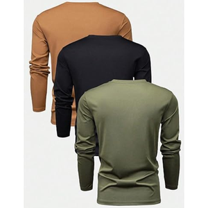 เสื้อยืดแขนยาวพิมพ์ลายกราฟิกสำหรับผู้ชาย แพ็ค 3 ตัว พิมพ์ลายตัวอักษร คอกลม สวมใส่สบายๆ ทุกวัน - Product Image 3