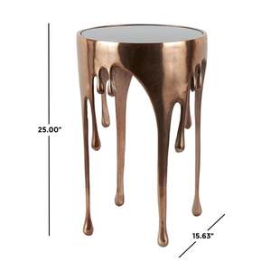 <b>Copper</b> Dripping Round Coffee Table Glass Top Metal <b>Frame</b> Modern Decorative Living Room Furniture 25 Inch - Product Image 1