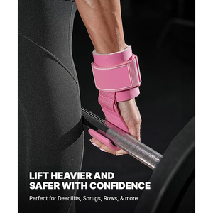 Pink Neoprene Wrist Support <b>Straps</b> Adjustable Hook Loop Closure for Weight Lifting Strength Training Palm Guard - Product Image 3