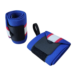 Fully Adjustable Custom Striped Fitness Training Gear Premium Quality New Trendy Wholesale Rate Blue Elastic Gym Wrist <b>Wraps</b> - Product Image 1